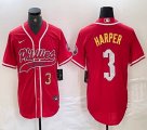 Nike Philadelphia Phillies #3 Bryce Harper red majestic baseball jersey Joint name-BD 02