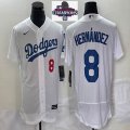 2024 World Series Champions Nike Los Angeles Dodgers #8 Enrique Hernandez white Flexbase Authentic Collection Jersey