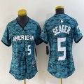 Youth American League Texas Rangers #5 Corey Seager Nike Teal 2023 MLB All-Star Game Jersey