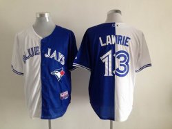 Toronto Blue Jays #13 Brett Lawrie White Blue MLB Split Jerseys