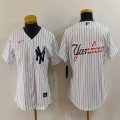 Women Nike Yankees blank white MLB baseball Jersey -BD 03