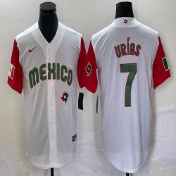 2023 World Cup Mexico #7 Julio Urias white red majestic baseball jerseys 109