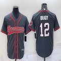 Nike Tampa Bay Buccaneers #12 Tom Brady gray baseball jerseys Joint name-BD