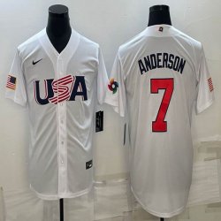 2023 World Cup #7 Tim Anderson white USA majestic baseball jerseys 09