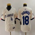 Nike Los Angeles Dodgers #18 Yoshinobu Yamamoto beige fashion MLB baseball Jersey-BD 04