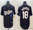 Nike Los Angeles Dodgers #18 Yoshinobu Yamamoto black majestic baseball jerseys 01