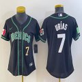 Women 2023 World Cup Mexico #7 Julio Urias black majestic baseball jerseys 08