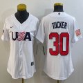 Youth 2023 World Cup #30 Kyle Tucker white USA majestic baseball jerseys 07