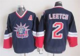 2015 New York Rangers #2 Brian Leetch Blue hockey Jersey A patch