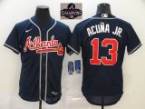 Nike Atlanta Braves #13 Ronald Acuna Jr. dark blue Flexbase Authentic Collection Jersey