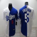 Nike Los Angeles Dodgers #5 Freddie Freeman white blue split majestic baseball jersey-BD 01