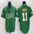 Nike Eagles #11 Carson A.J. Brown green baseball jerseys Joint name with C patch-BD 01