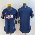 Youth 2023 World Cup blank blue USA majestic baseball jerseys 04