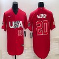 2023 World Cup #20 Pete Alonso red USA majestic baseball jerseys