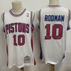 Detroit Pistons #10 Dennis Rodman white throwback basketball jersye-LC