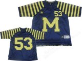 NCAA Michigan Wolverines #53 Adidas Throwback Navy Blue Jersey