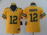 Youth Nike Green Bay Packers #12 Aaron Rodgers yellow Color Rush Limited Jersey