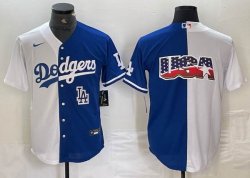 Los Angeles Dodgers blank Nike white blue splits majestic baseball Jersey USA logo