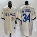 Nike Los Angeles Dodgers #34 Fernando Valenzuela beige fashion majestic baseball Jerseys-BD 03