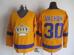 Los Angeles Kings #30 Rogie Vachon yellow throwback hockey CCM jerseys