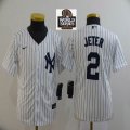 Youth Nike New York Yankees 2# Derek Jeter White majestic baseball Jerseys-BD