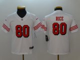 Youth 49ers #80 Jerry Rice Nike White Color Rush Limited Jersey-BD