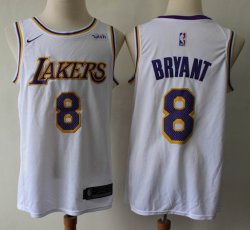 Nike Los Angeles Lakers #8 Kobe Bryant white NBA Jerseys -S8