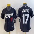 Women Los Angeles Dodgers #17 Shohei Ohtani Nike black majestic baseball Jersey