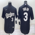 Los Angeles Dodgers #3 Chris Taylor black majestic baseball Jerseys-BD