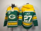 Green Bay Packers Eddie Lacy 27 Green yellow nfl Hooded Sweatshirt