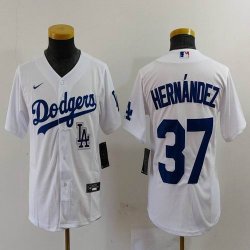 Youth Nike Los Angeles Dodgers #37 Enrique Hernandez white majestic baseball jerseys 02