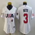 Youth 2023 World Cup #3 Mookie Betts white USA majestic baseball jerseys 09