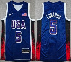 United States Team #5 Anthony Edwards Nike blue Swingman Player Jerseys