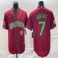 2023 World Cup Mexico #7 Julio Urias red majestic baseball jerseys 47