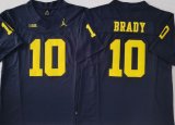 Michigan Wolverines #10 Tom Brady blue college football jerseys