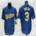 Nike Los Angeles Dodgers #3 Chris Taylor blue gold throwback majestic baseball Jerseys-BD