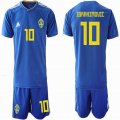 2018 World Cup Sweden #10 IBRAHIMOVIC blue soccer jersey away