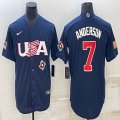 2023 World Cup #7 Tim Anderson blue USA majestic baseball jerseys 07