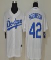 Nike Los Angeles Dodgers #42 Jackie Robinson white majestic baseball jerseys