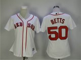 Women Boston Red Sox #50 Mookie Betts white majestic baseball Jersey