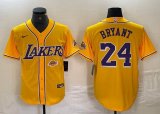 Nike Los Angeless Lakers #24 Kobe Bryant yellow baseball jerseys Joint name-BD 03