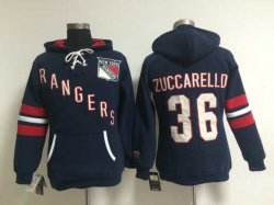 women New York Rangers #36 Mats Zuccarello blue Ice Hockey Hooded Sweatshirt