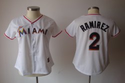 Florida Marlins #2 Hanley Ramirez White women MLB Jerseys