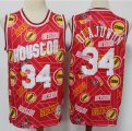 Houston Rockets 34# Hakeem Olajuwon red throwback NBA jersey -S8