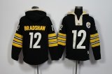 Pittsburgh Steelers 12# Terry Bradshaw Black nfl Hooded Sweatshirt