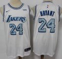 Nike Los Angeless Lakers #24 Kobe Bryant white basketball Jersey city version -S8