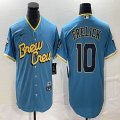 Nike Milwaukee Brewers #10 Frelick skyblue majestic baseball Jersey city version