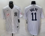 Nike New York Yankees #11 Anthony Volpe white MLB baseball Jersey Joint name -BD 02