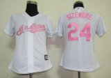 Cleveland Indians 24 Sizemore White MLB Women Jerseys