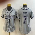 Women Nike Dallas Cowboys #7 Trevon Diggs gray baseball jerseys Joint name-BD